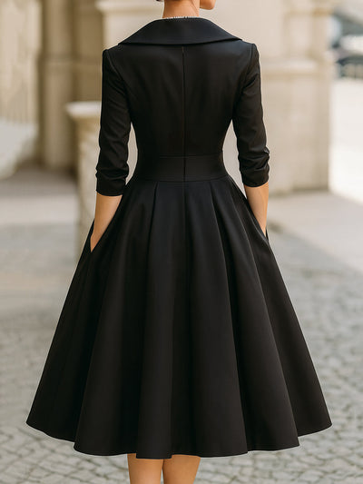 Éanna – Satin Midi Dress with Draped Neckline
