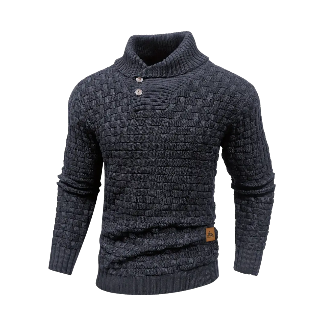 Ruairí – Textured Knit Button Collar Jumper