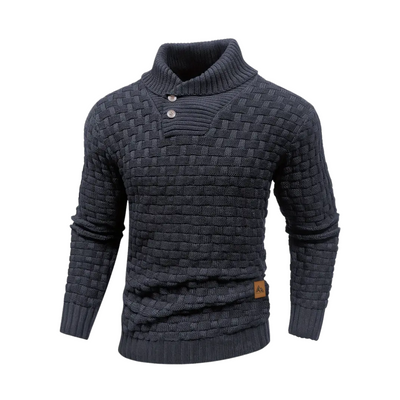 Ruairí – Textured Knit Button Collar Jumper