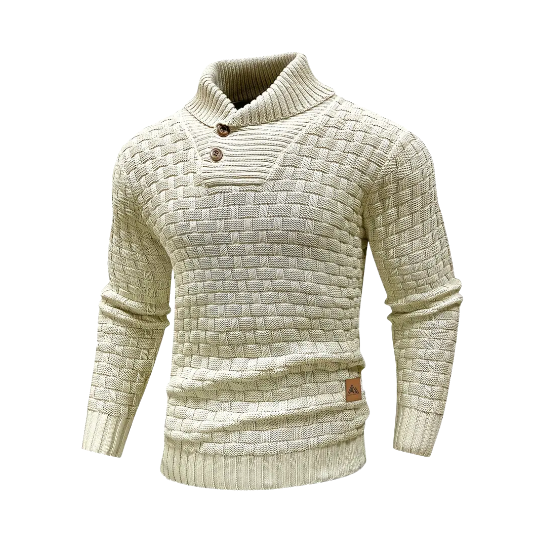 Ruairí – Textured Knit Button Collar Jumper