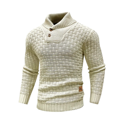 Ruairí – Textured Knit Button Collar Jumper