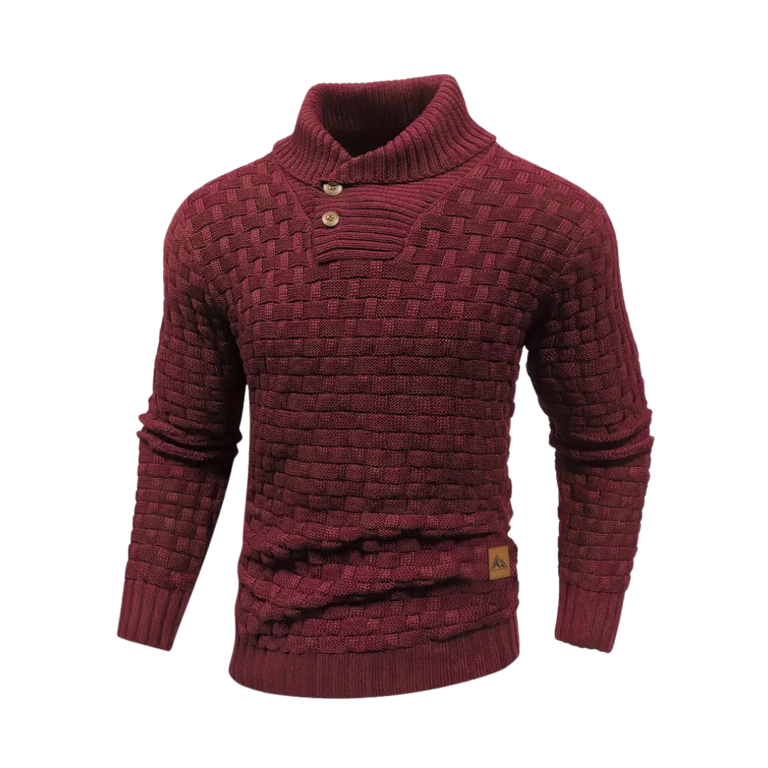 Ruairí – Textured Knit Button Collar Jumper