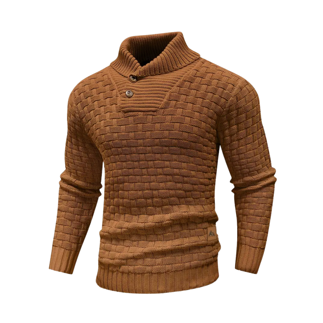 Ruairí – Textured Knit Button Collar Jumper