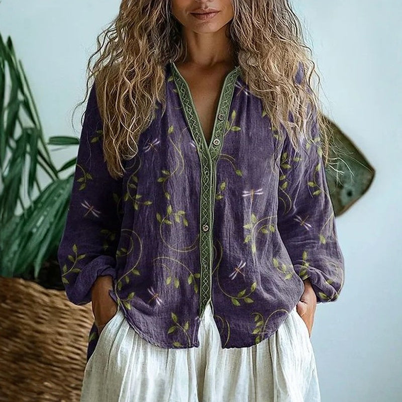 Aodhán – Vintage Leaf Print Blouse