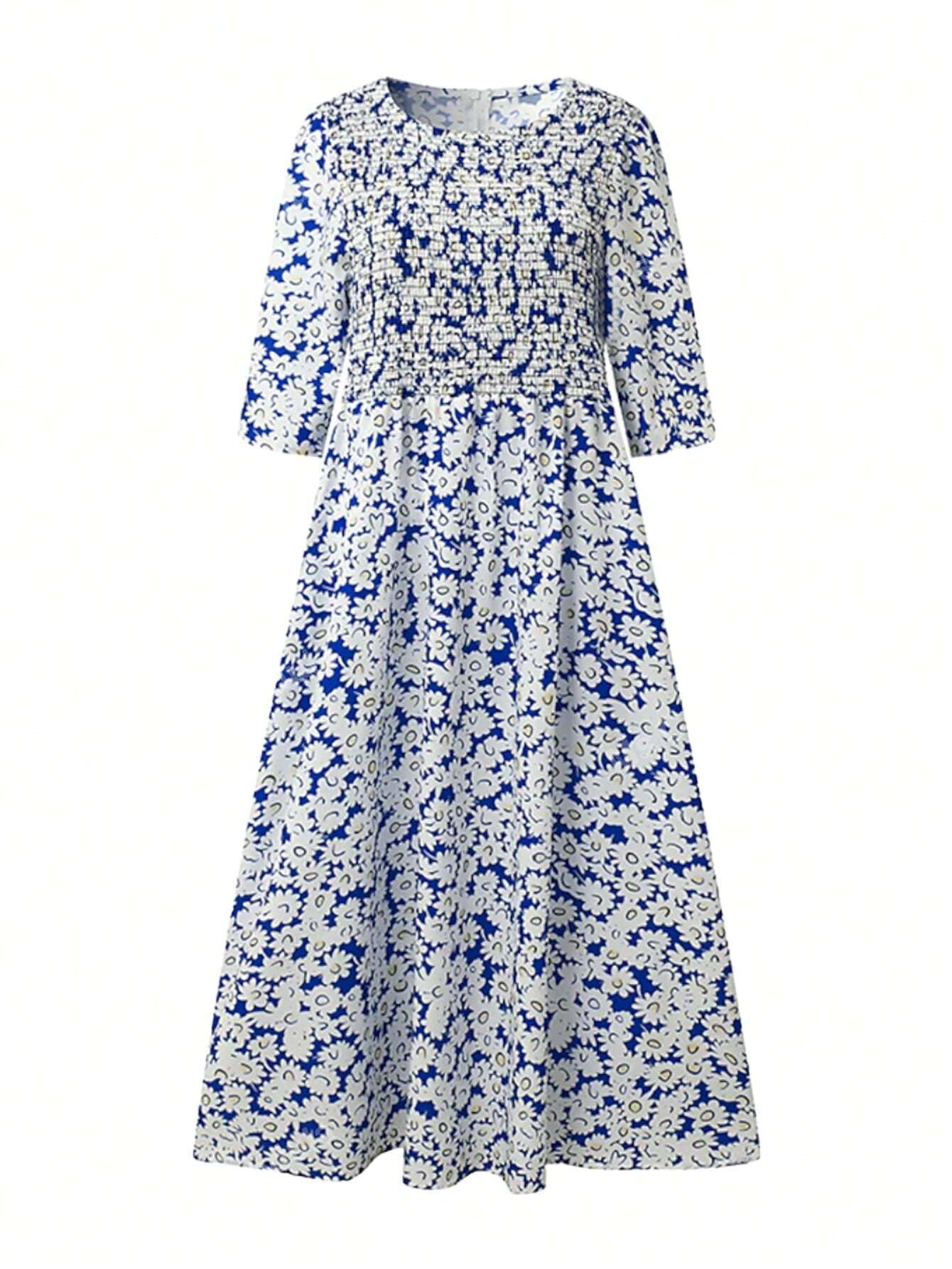 Aoife– Floral Midi Dress with Pockets