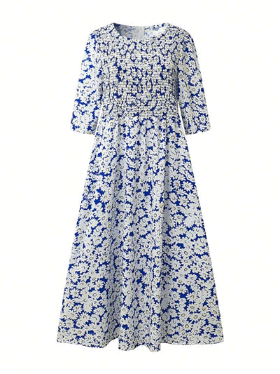 Aoife– Floral Midi Dress with Pockets
