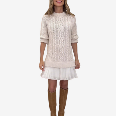 Sileas – Knit Sweater Dress with Pleated Hem