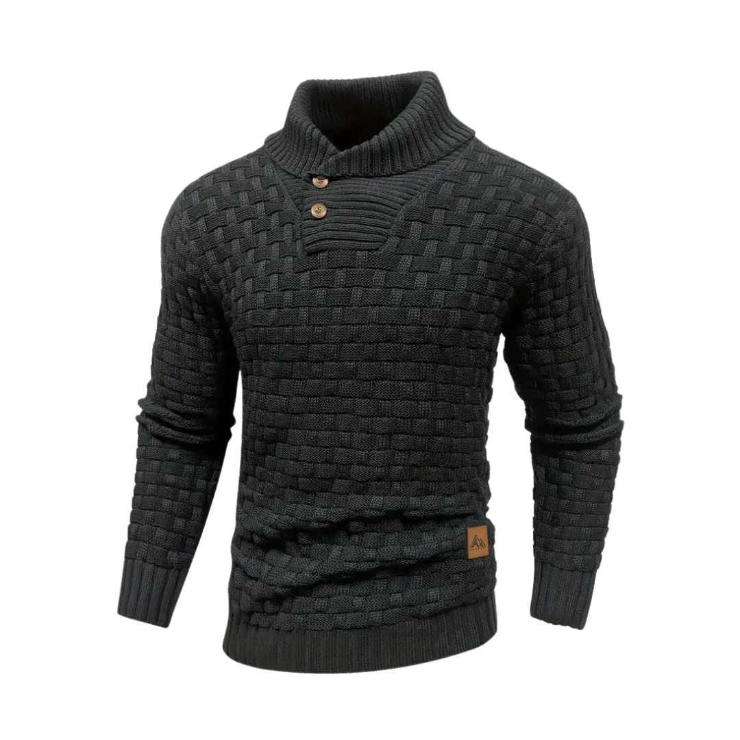 Ruairí – Textured Knit Button Collar Jumper