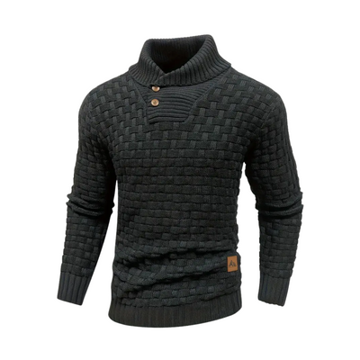 Ruairí – Textured Knit Button Collar Jumper