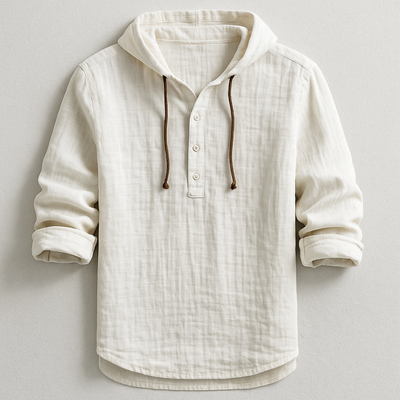 Cian – Linen Blend Hoodie Shirt