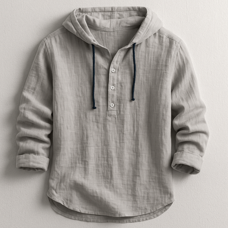 Cian – Linen Blend Hoodie Shirt