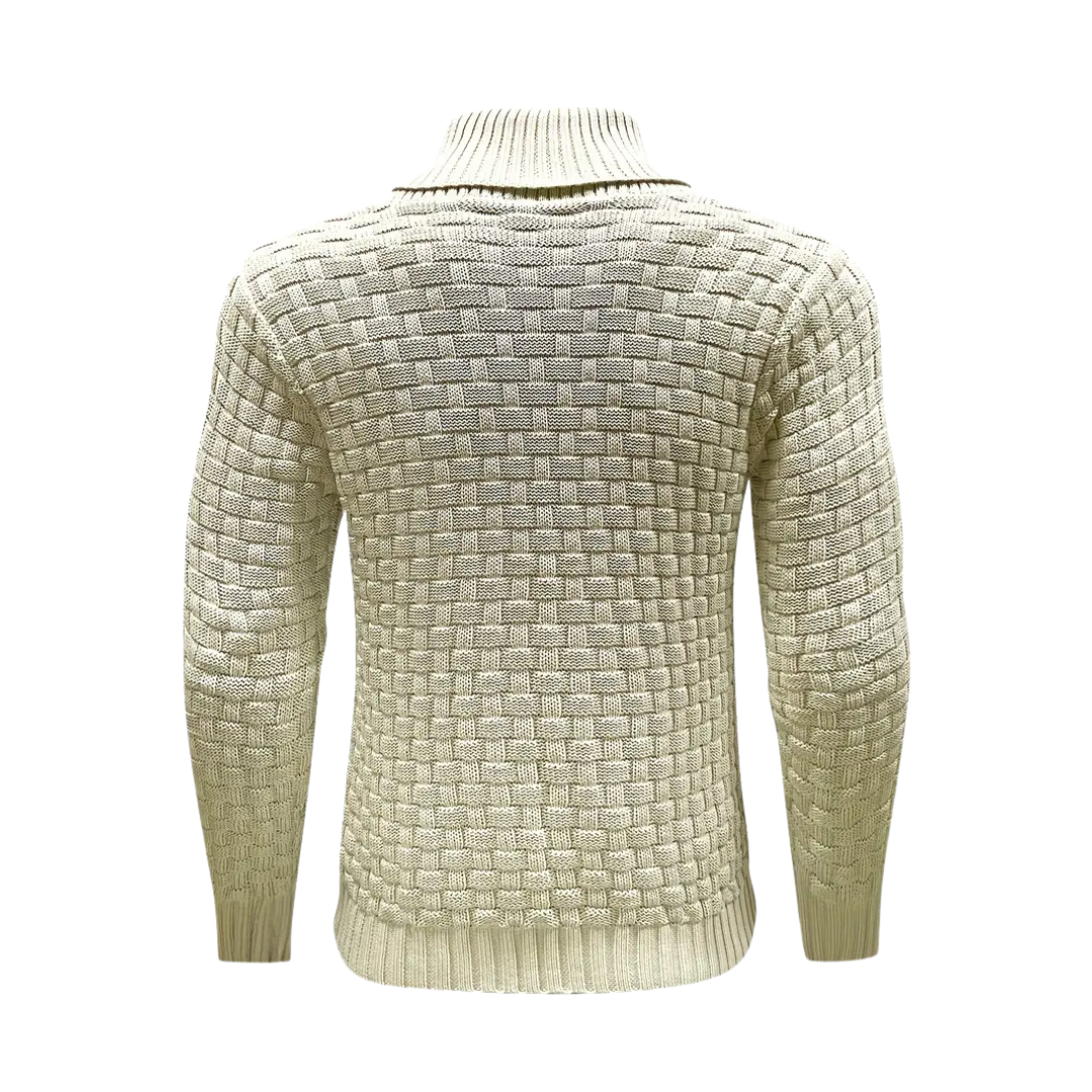 Ruairí – Textured Knit Button Collar Jumper