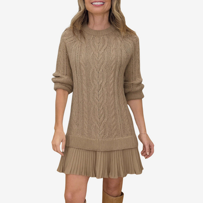 Sileas – Knit Sweater Dress with Pleated Hem