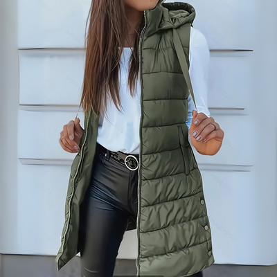 Fintan – Casual Sleeveless Hooded Long Puffer Vest