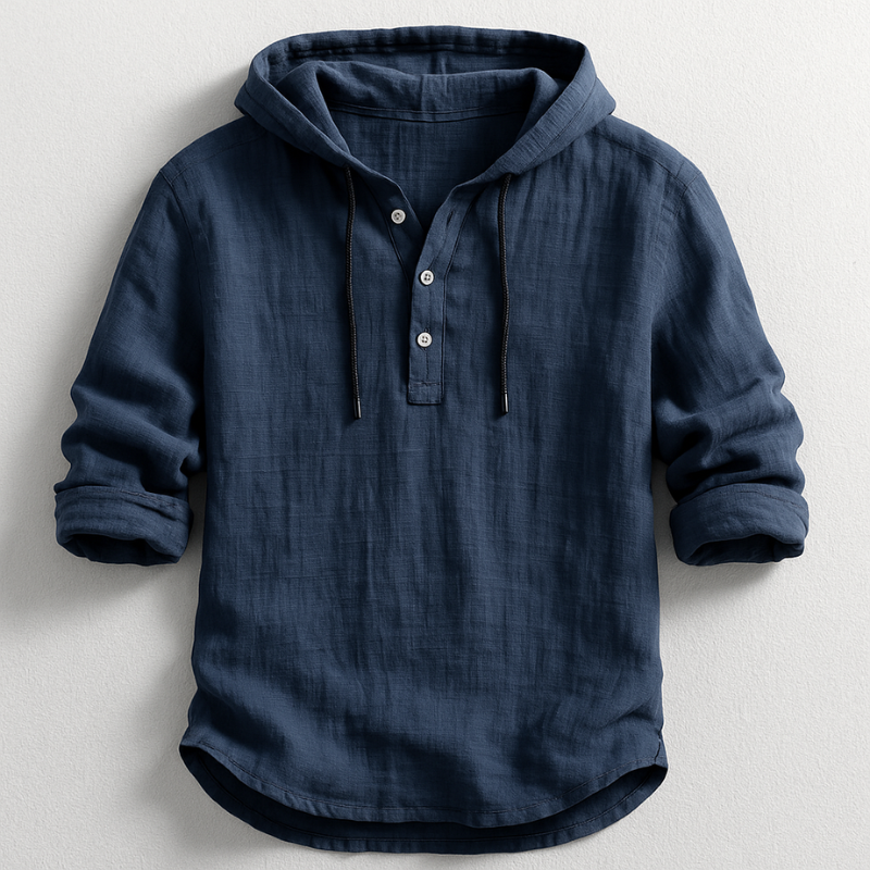 Cian – Linen Blend Hoodie Shirt