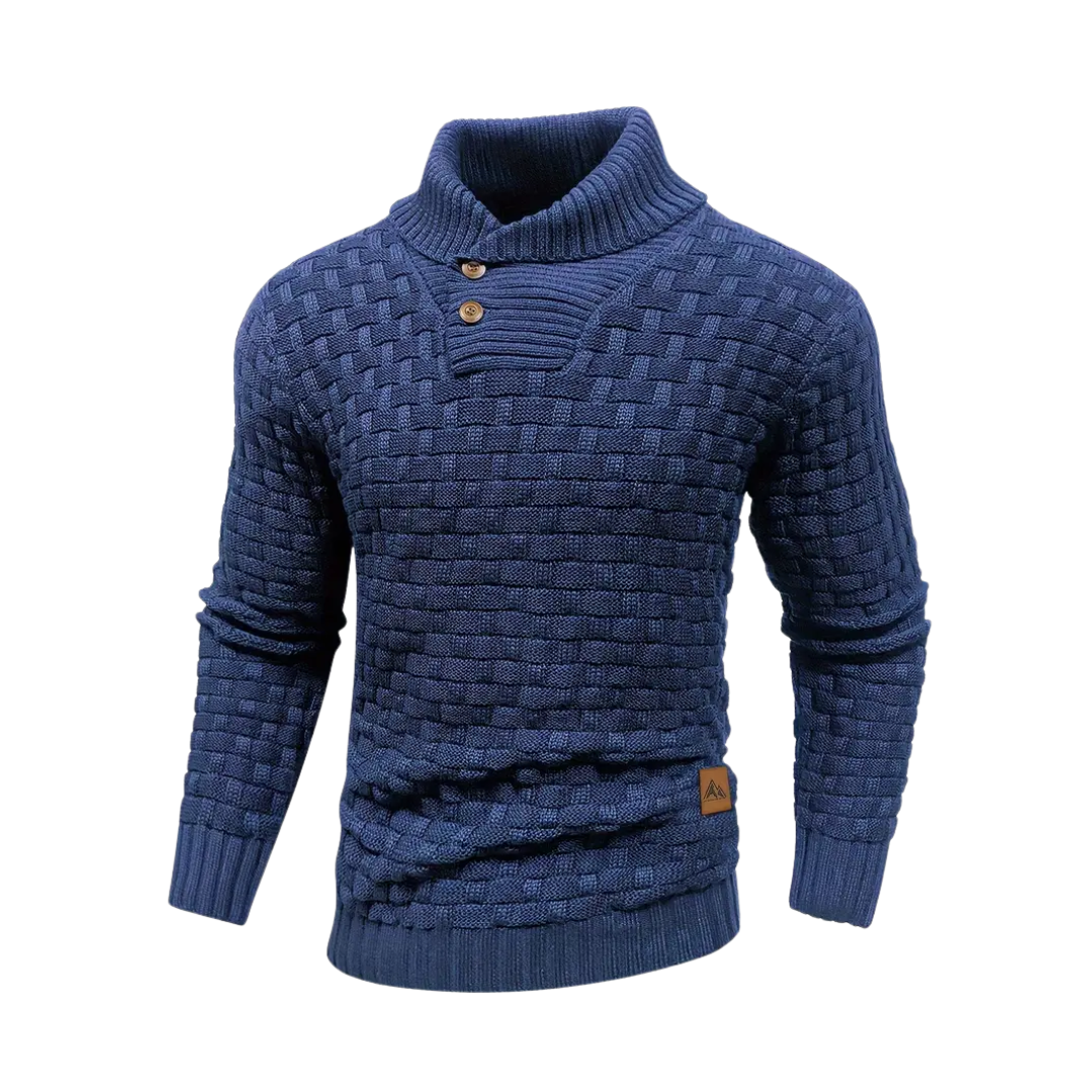Ruairí – Textured Knit Button Collar Jumper