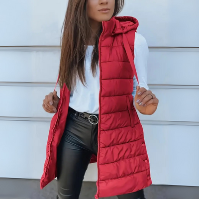 Fintan – Casual Sleeveless Hooded Long Puffer Vest