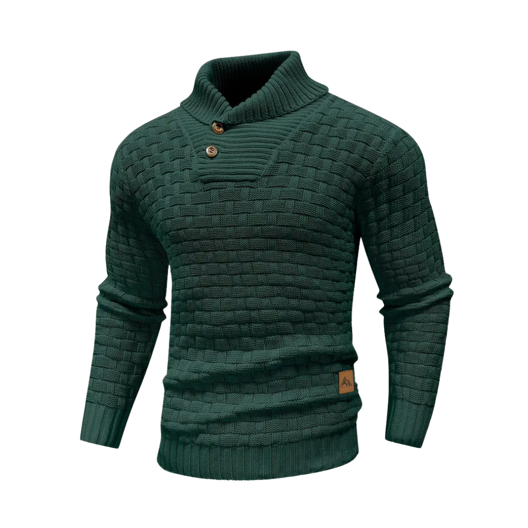 Ruairí – Textured Knit Button Collar Jumper