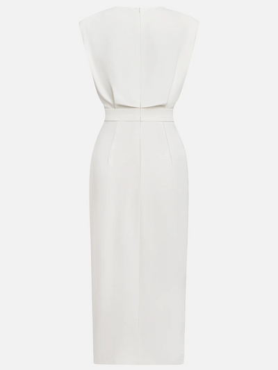 Grianne – Solid Midi Dress with Button Slit