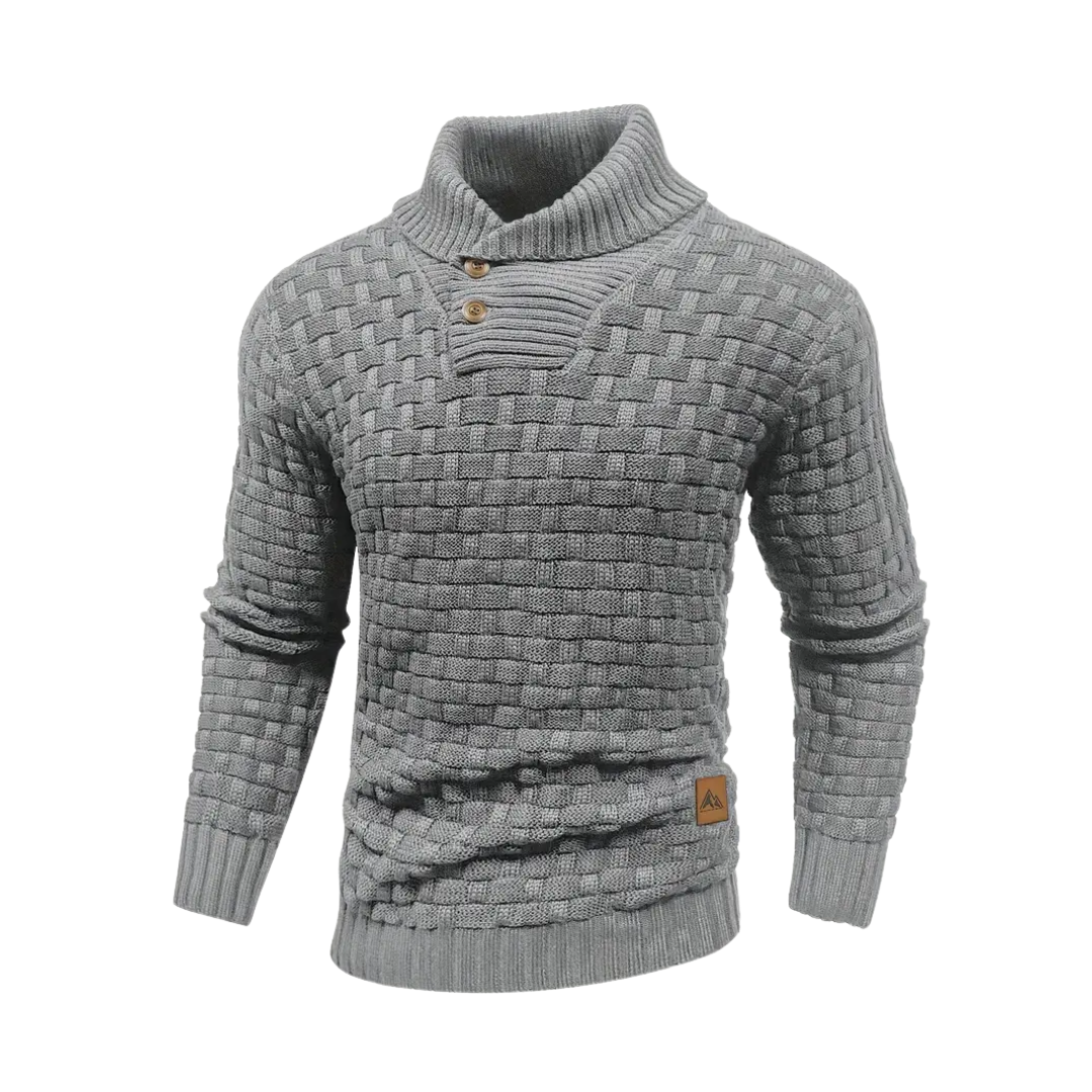 Ruairí – Textured Knit Button Collar Jumper