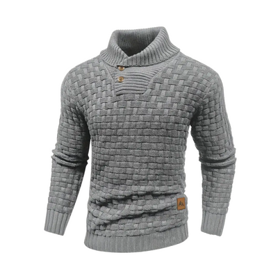 Ruairí – Textured Knit Button Collar Jumper