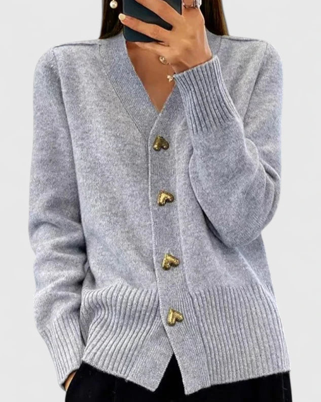Isla – Heart Button Knit Cardigan