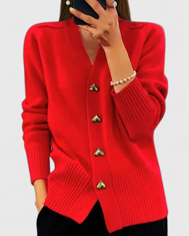 Isla – Heart Button Knit Cardigan