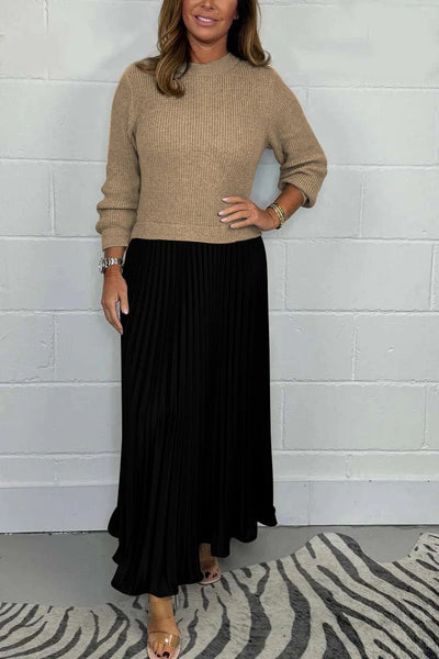 Ailinn – Maxi Dress with Sweater & Pleated Skirt