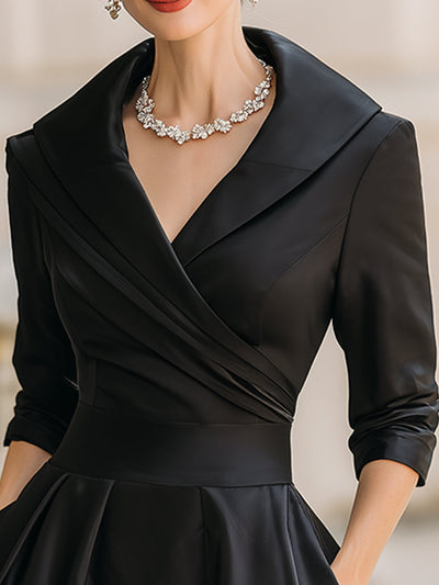 Éanna – Satin Midi Dress with Draped Neckline