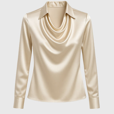 Ciarán – Satin Blouse with Draped Neckline