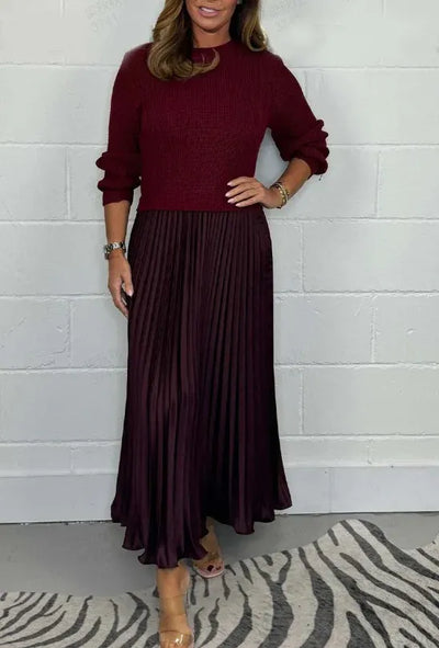 Ailinn – Maxi Dress with Sweater & Pleated Skirt