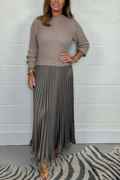Ailinn – Maxi Dress with Sweater & Pleated Skirt